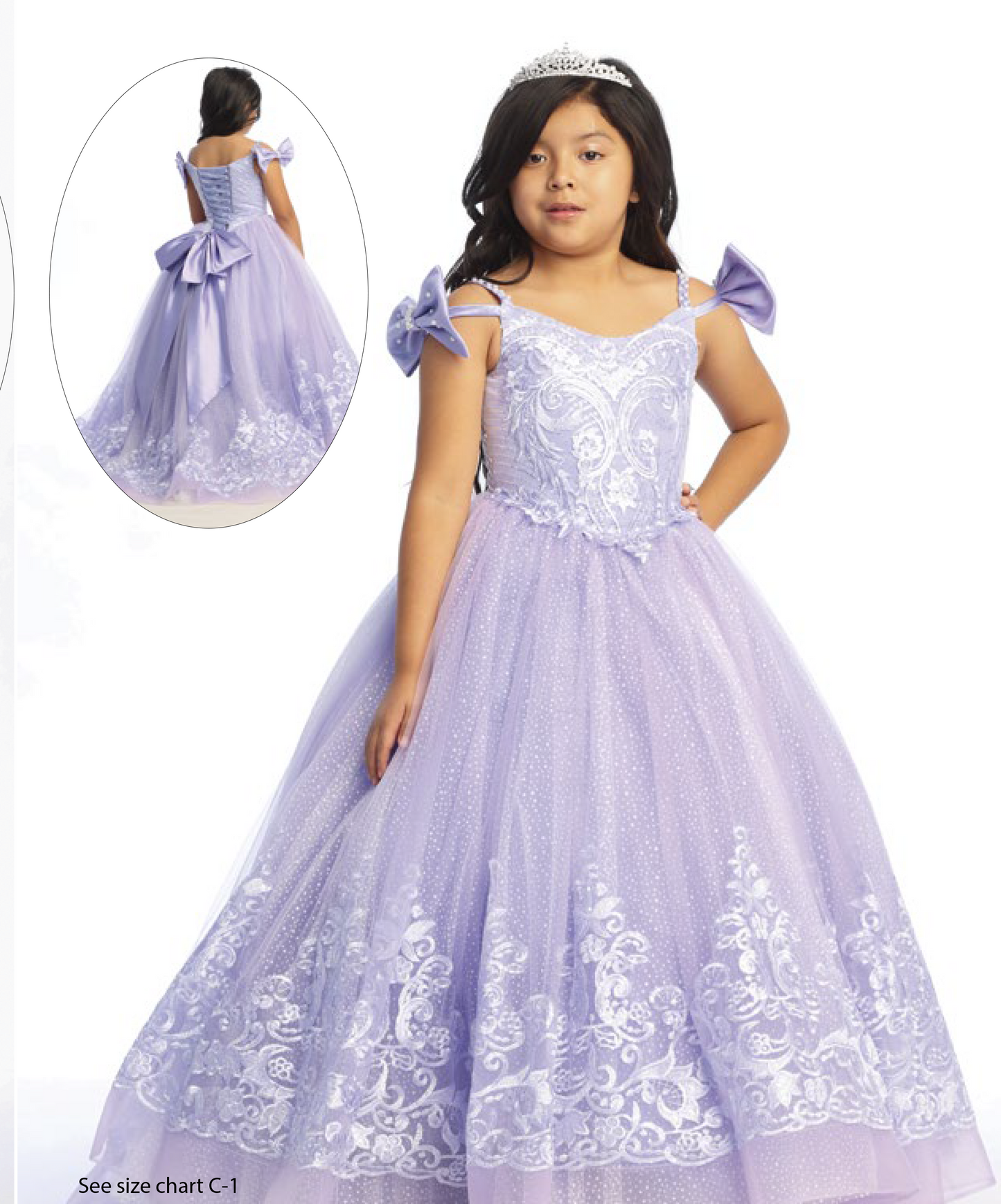 Purple kids dress with floral detailing / Vestido infantil morado con detalles florales