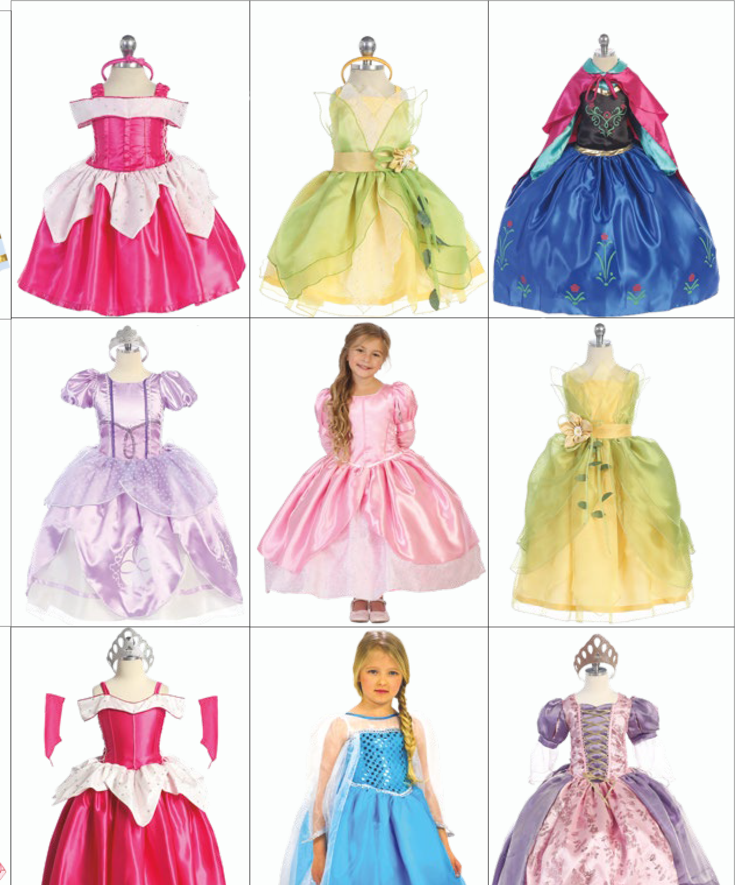 Kids Variety Disney Princess Dress / Vestido de princesa Disney para niños