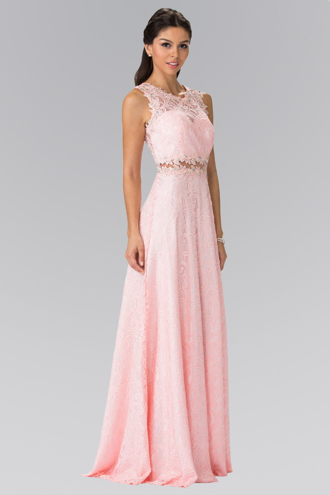 Black Blush Burgundy Champagne Navy Floor Length Sleeveless Lace Dress