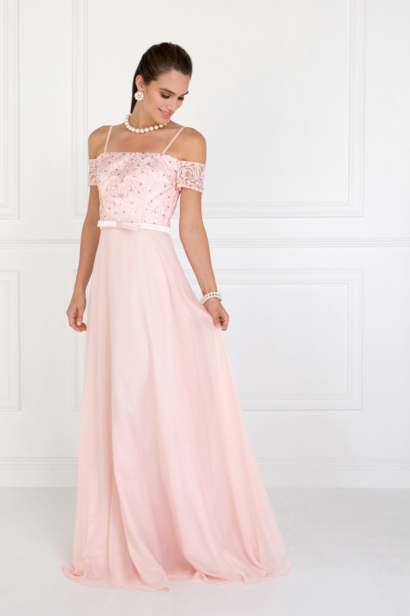Blush Burgundy Champagne Chiffon Straight Across A Line Long Dress