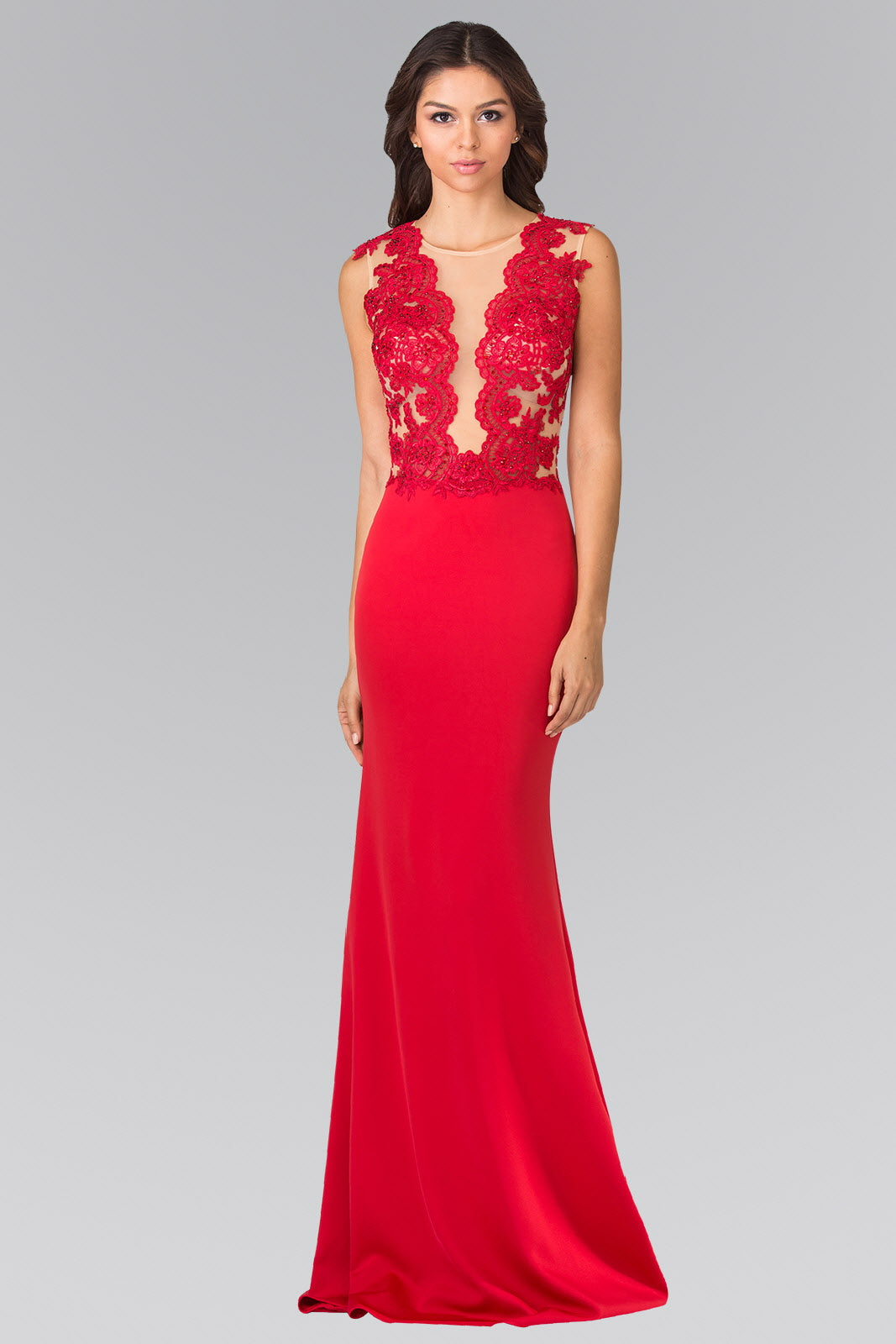 Black Red Royal Blue Sleeveless Lace Embellished Long Dress