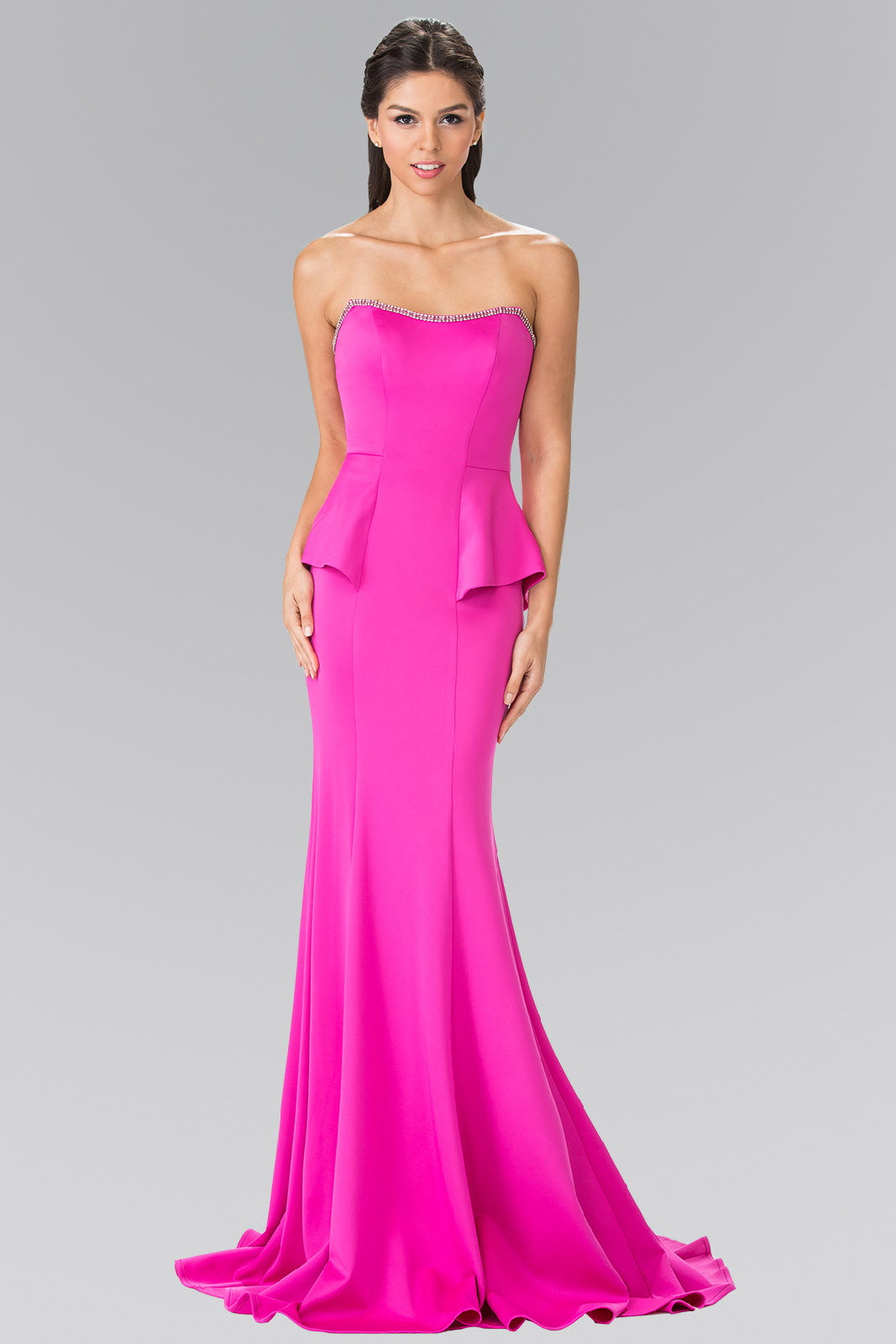Fuchsia Blue Strapless Mermaid Long Dress