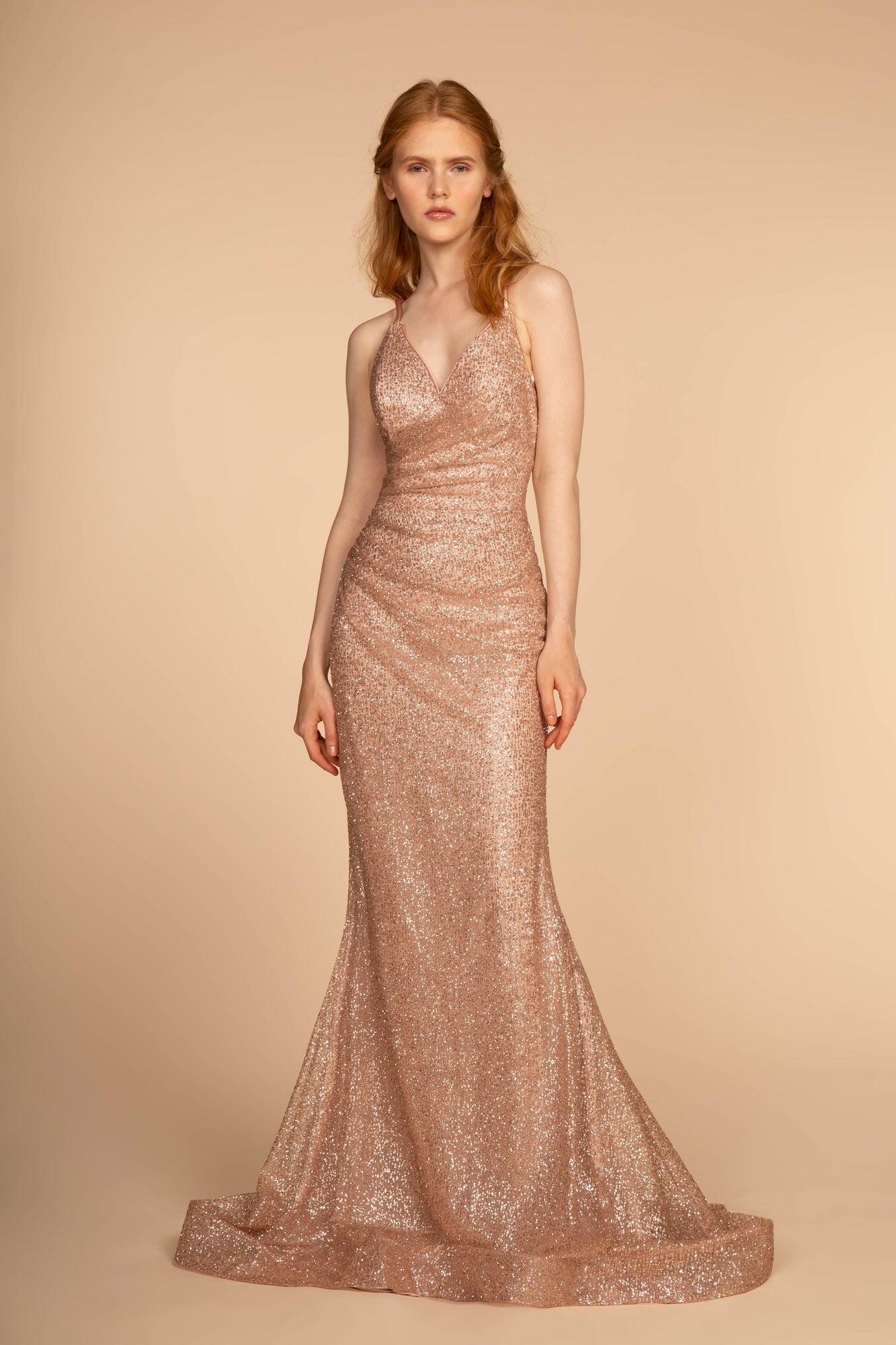 Rose Gold Green Burgundy Black Corset Back Glitter Long Dress