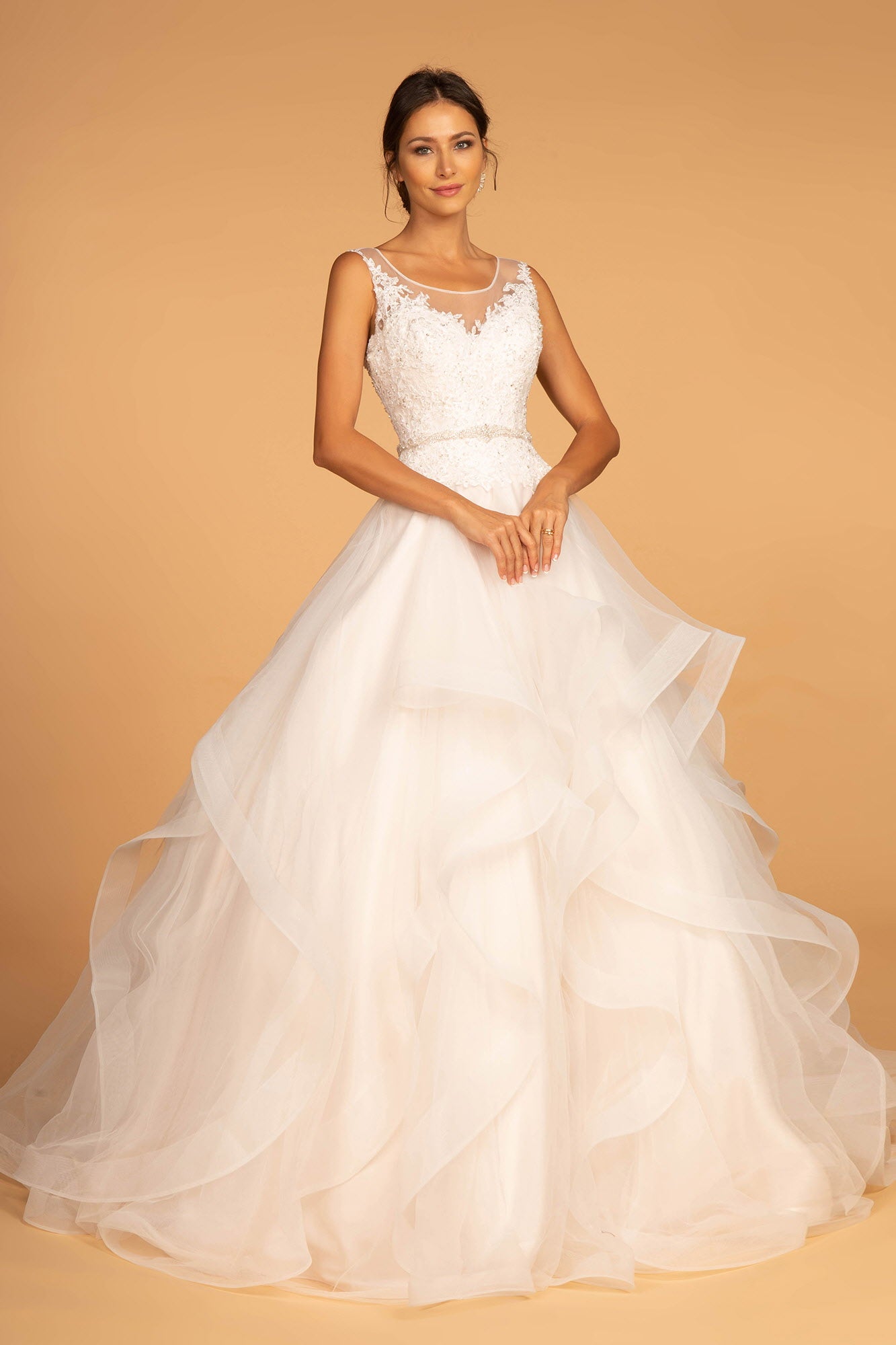 Layered Hem Sleeveless Ivory Champagne