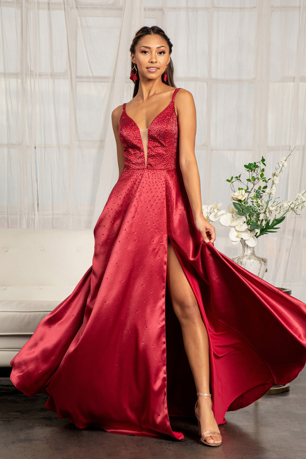 Illusion Sweetheart Neckline Satin A Line Dress W Lace Up Back