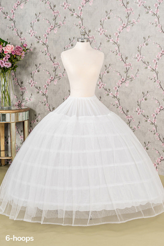 6 Hoops 2 Layer Tulle Premium Petticoat Puffy Quinceanera