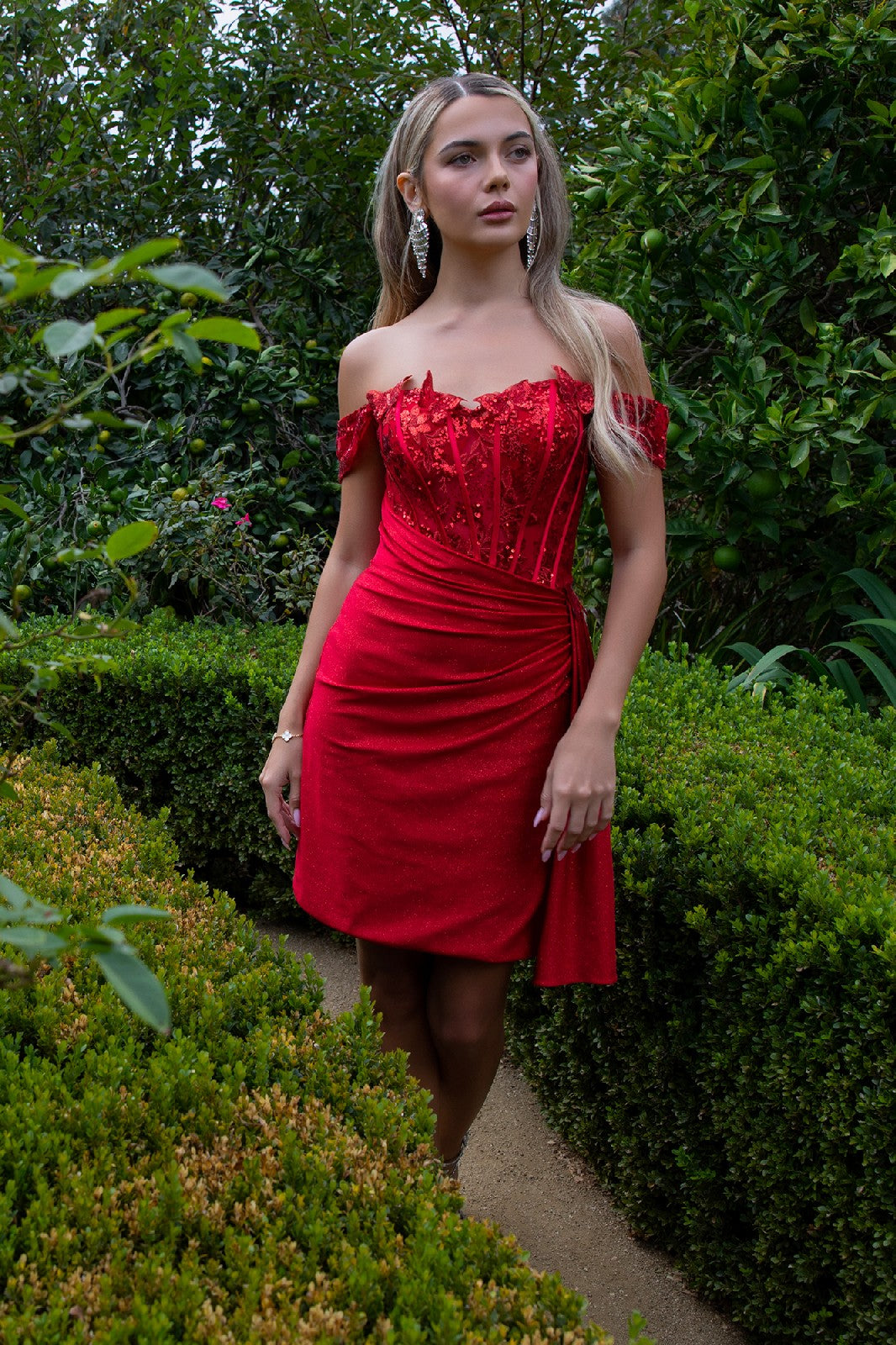 Glitter Jersey Sweetheart Neckline Bodycon Homecoming Dress W Cut Away Shoulder