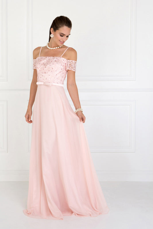 Blush Burgundy Champagne Chiffon Straight Across A Line Long Dress