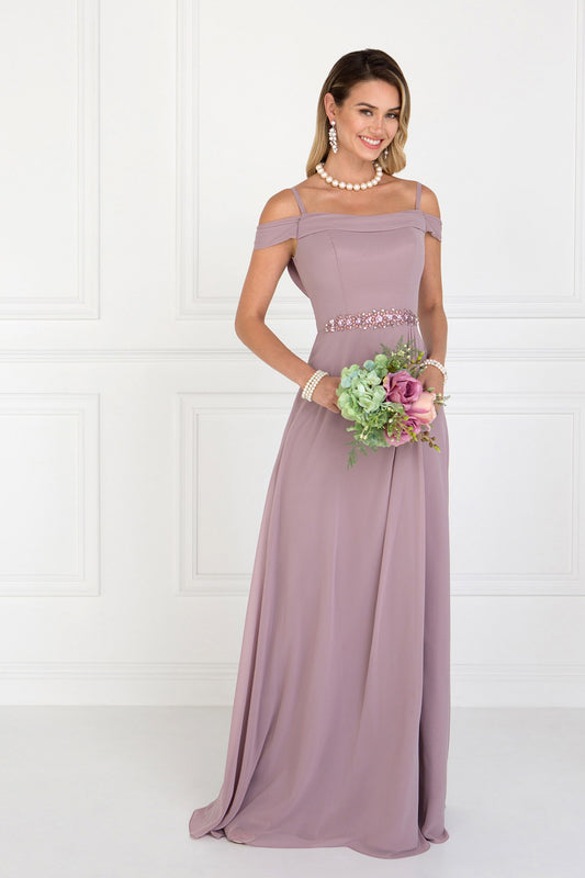 Mauve Lilac Tiffany Navy Chiffon Ruched A Line Long Dress