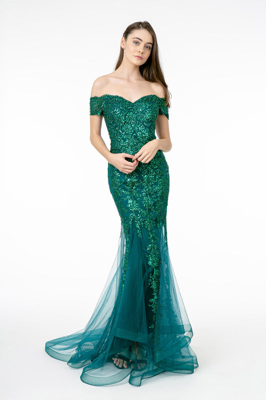 Green Wine Sweetheart Neckline Glitter Mesh Long Dress With Cut Out Back