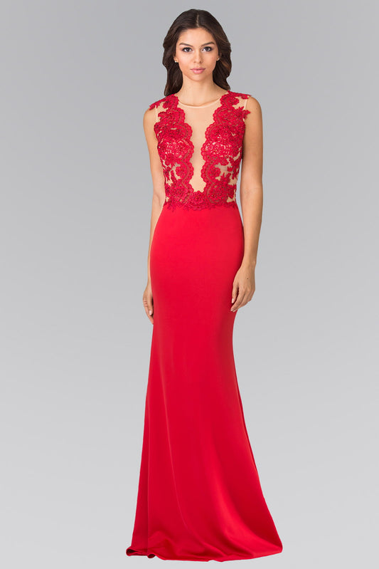 Black Red Royal Blue Sleeveless Lace Embellished Long Dress