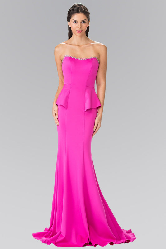 Fuchsia Blue Strapless Mermaid Long Dress