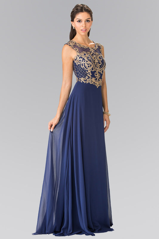 Tiffany Burgundy Red Navy Black Embroidery A Line Chiffon Long Dress