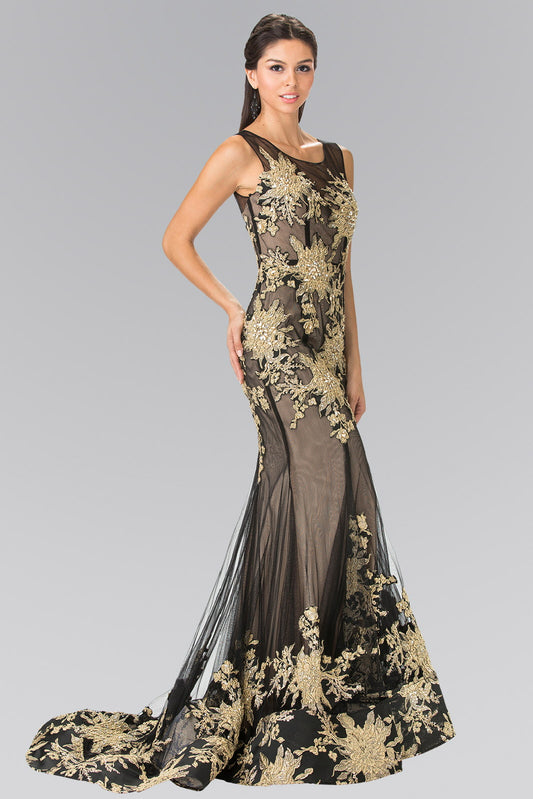 Tiffany Nude Black Nude Sleeveless Floor Sweeping Long Dress