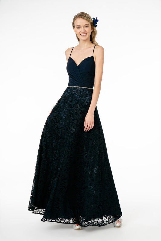 Navy Mauve Sweetheart Neckline Lace A Line Long Dress With Cut Out Back