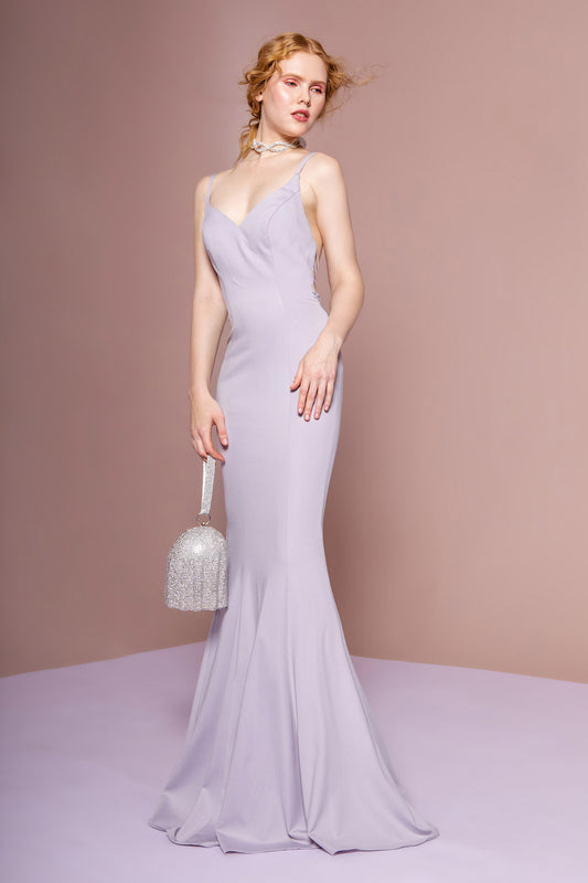 Lilac Rome Jersey Beaded Strappy Open Back Long Dress