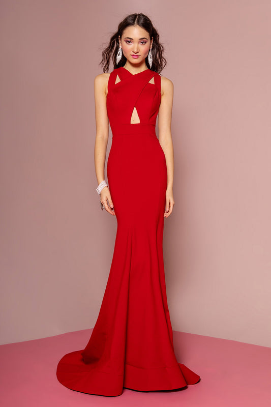 Red 1 Tail Prom Pageant Gala Red Carpet Rome Jersey Zipper Cut Out Back Sleeveless Cut Out Neckline Mermaid Trumpe