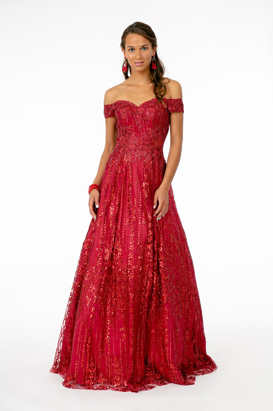 Wine Green Rose Gold Embroidered Bodice Sequin And Glitter Embellished A Line Dress