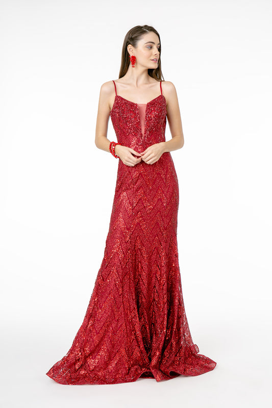 Rose Gold Green Burgundy Glitter Sequin Mermaid Long Dress With Spaghetti Straps