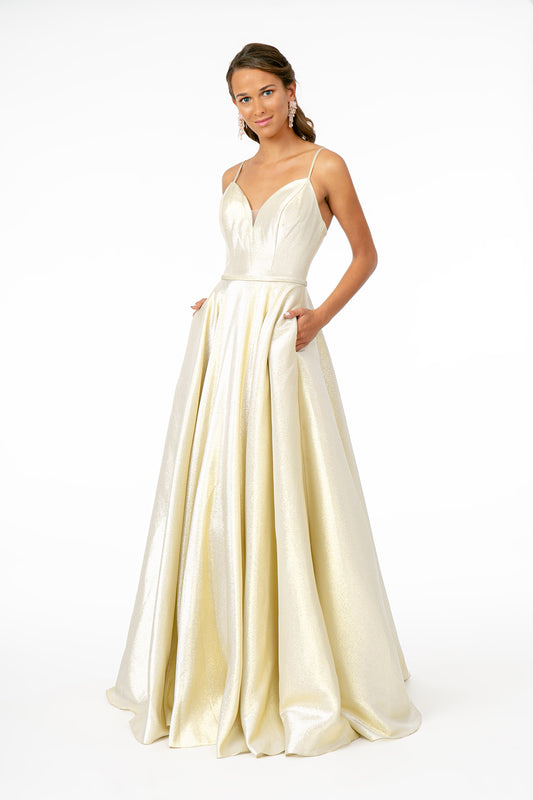 Rose Gold Baby Blue Champagne Spaghetti Strap Sweetheart A Line Long Dress