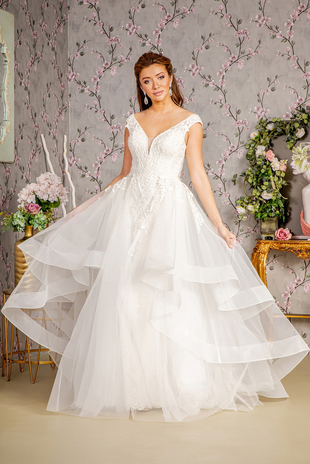 Bead Lace Mermaid Wedding Gown W Detachable Waist Layered Drape