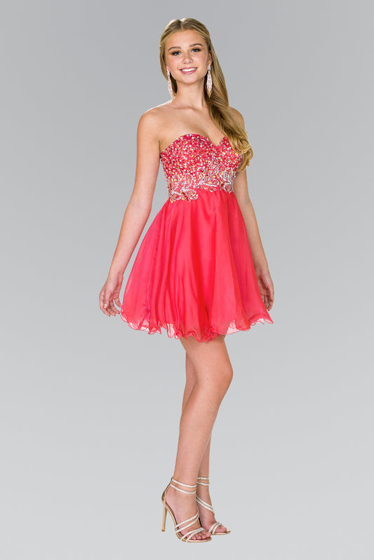 Mint Silver Watermelon Strapless Sweetheart Short Dress With Jewel And Sequin Embellished Bodice